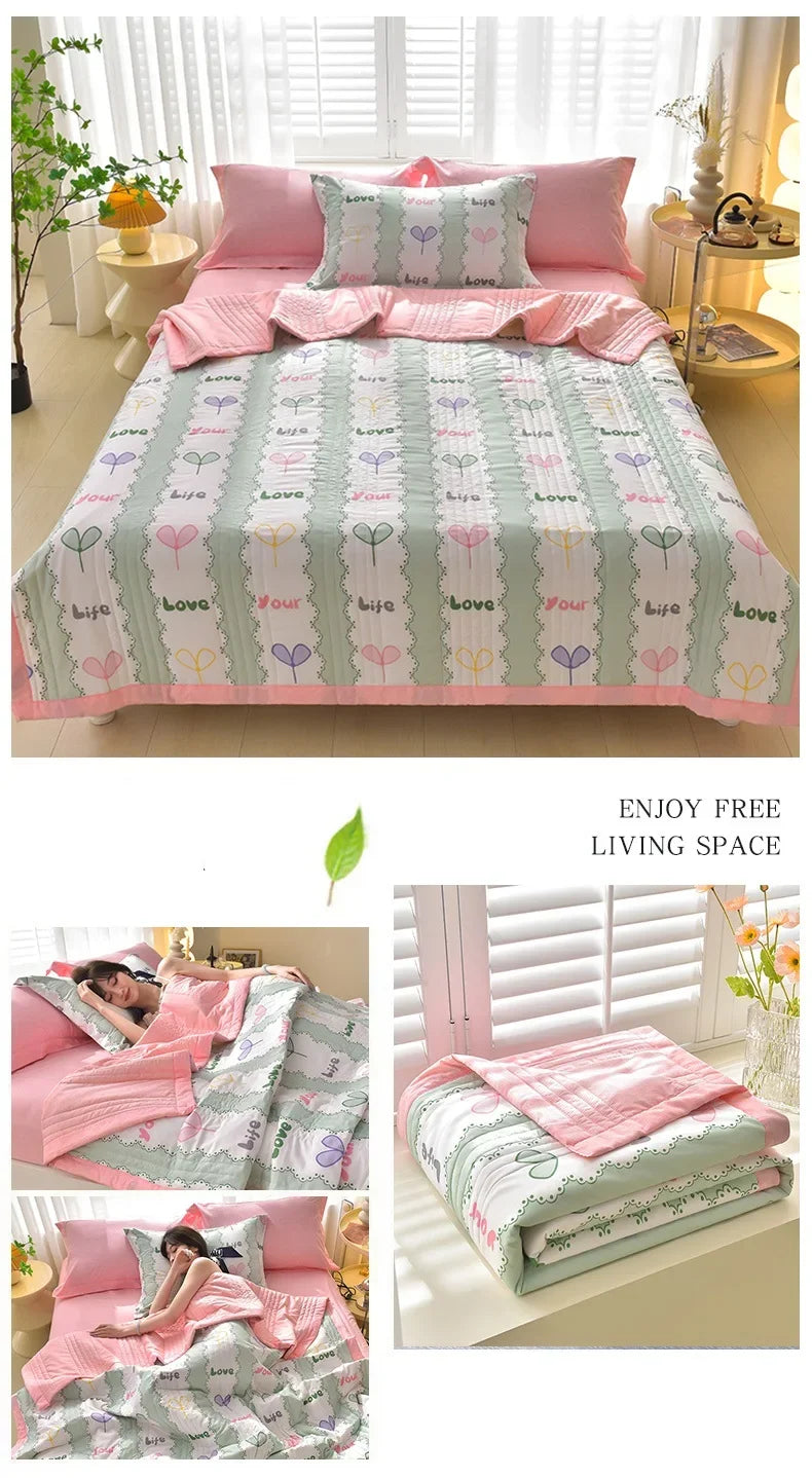 Duvet for Summer Double Bed Linen Quilted Bedspread 150X200