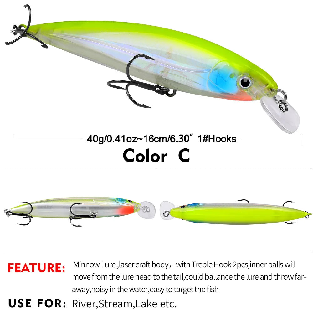 Fish Bait Floating in Water, 40g Biomimetic Artificial Plastic Hard Bait,