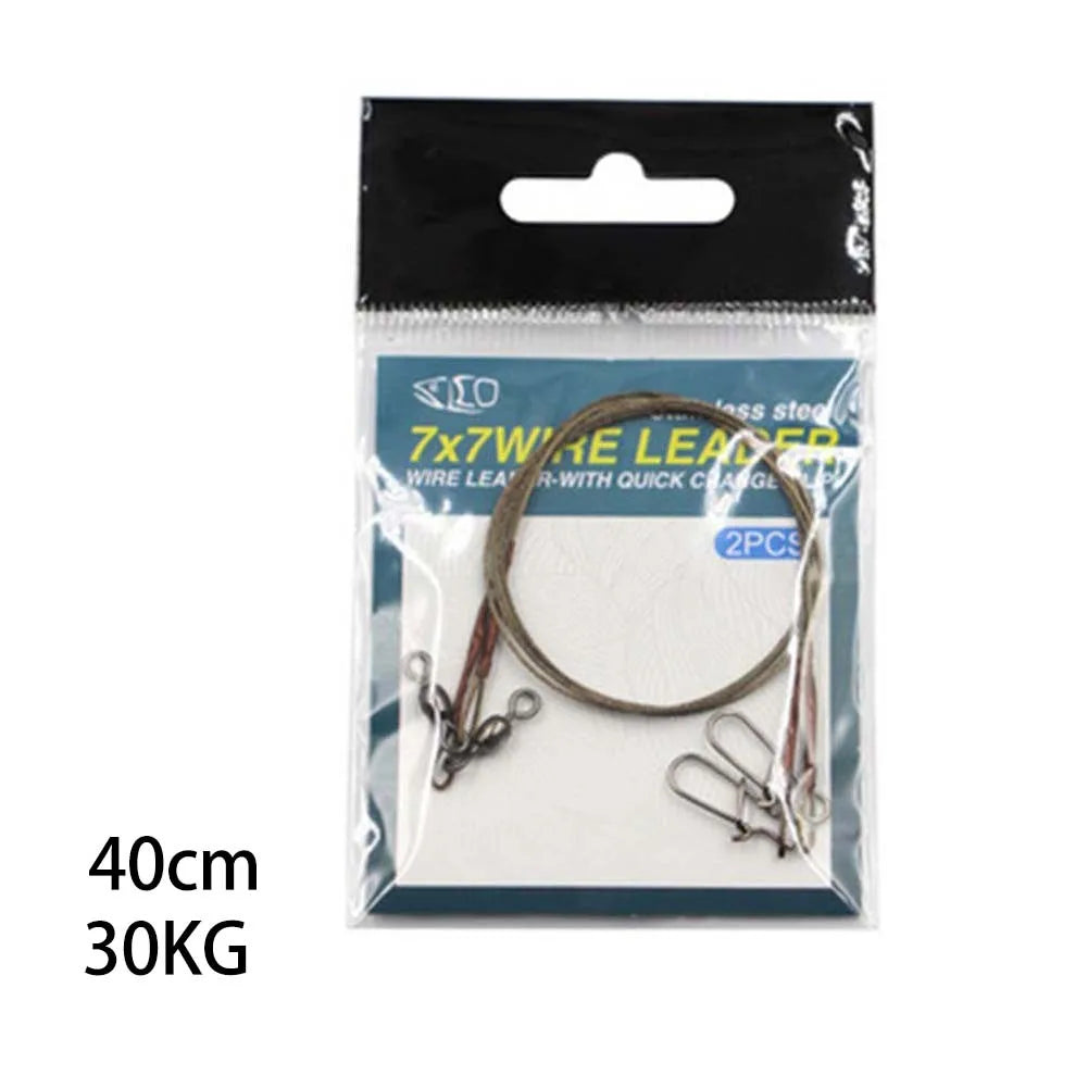 2pcs Fishing Line Steel Wire Leader Snap Rolling Swivel