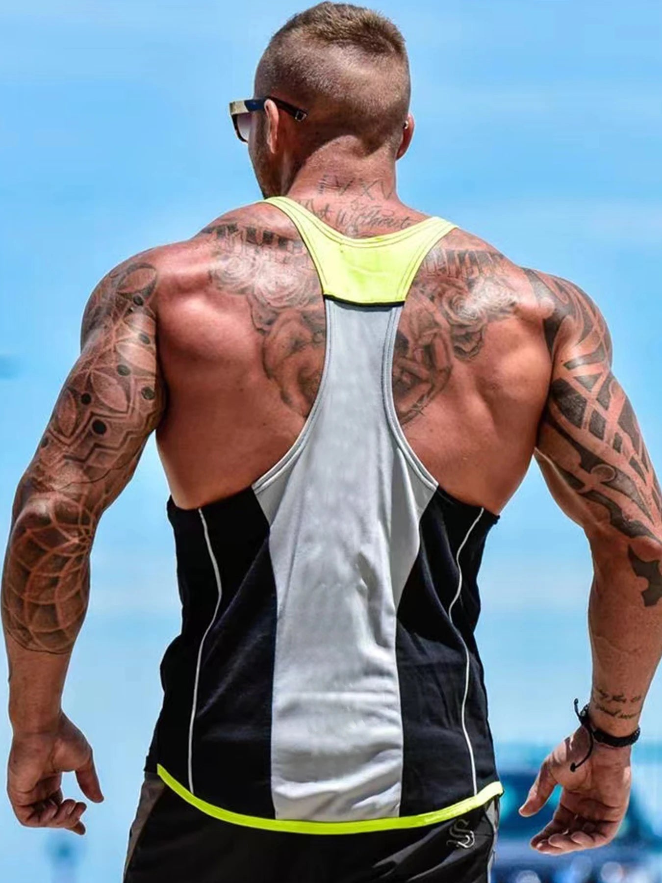 Sports vest, men's fitness quick drying vest, muscle iron,