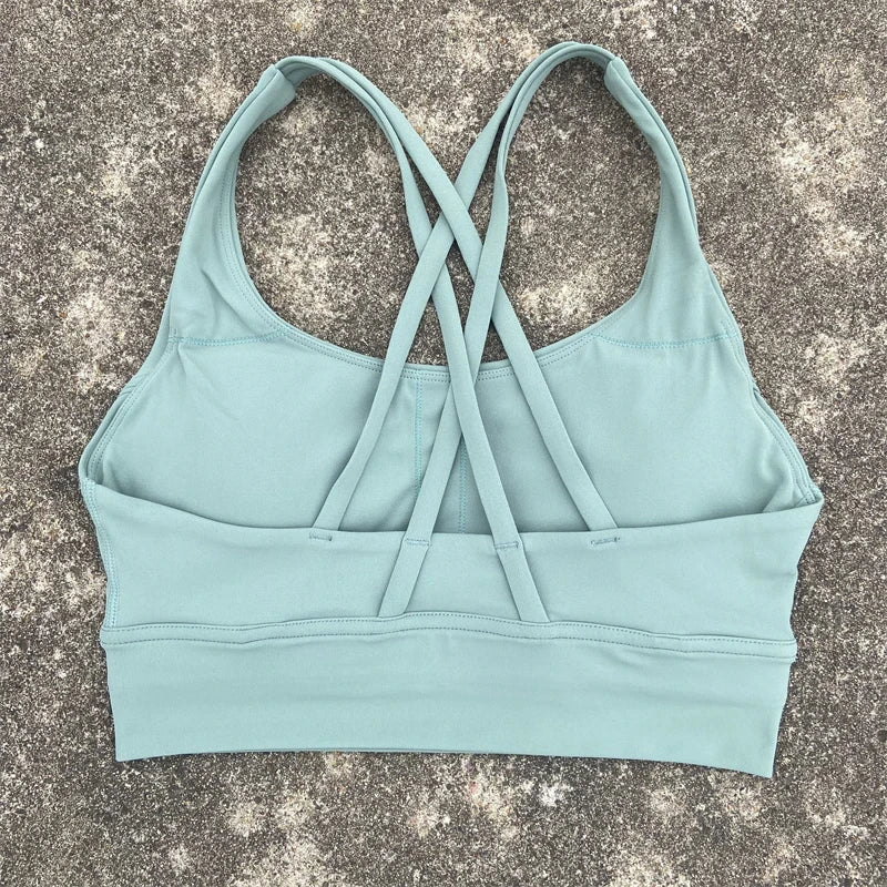 Solid Color Women Cross Back Fitness Underwear Soft Fitness