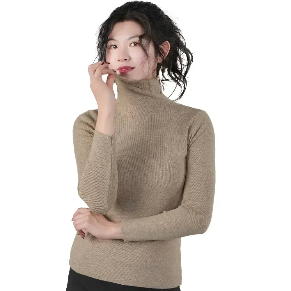 Women Sweater Winter Warm High Collar Knitwear Long Sleeve Slim Jumpers Woman Thermal Tops Clothes Pullover Turtleneck Sweaters