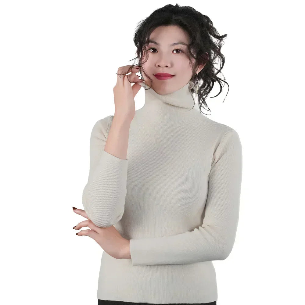 Women Sweater Winter Warm High Collar Knitwear Long Sleeve Slim Jumpers Woman Thermal Tops Clothes Pullover Turtleneck Sweaters