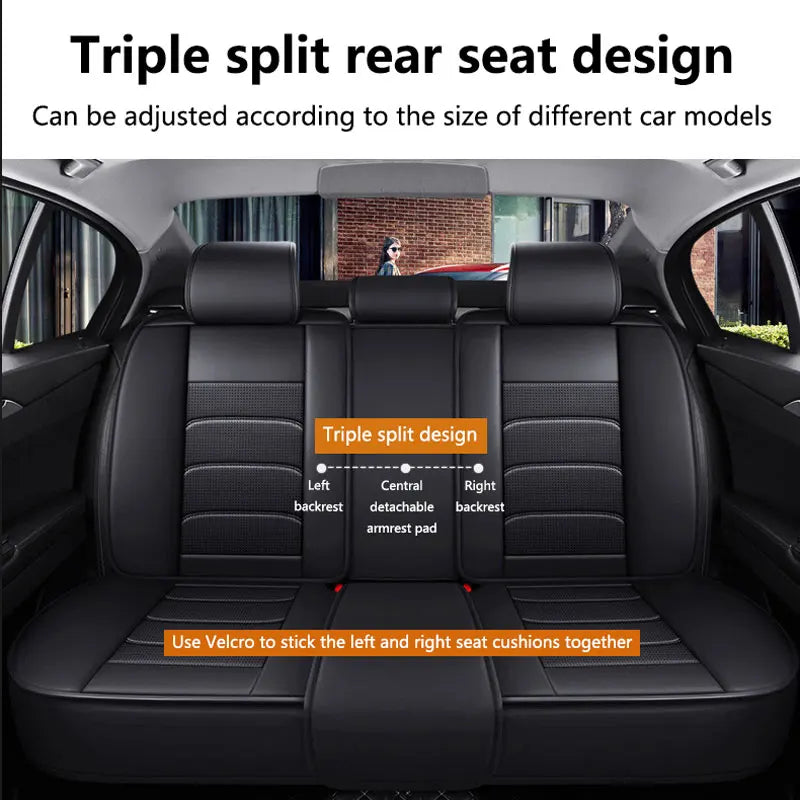 Car Seat Covers Full Set Breathable Leather Auto Front