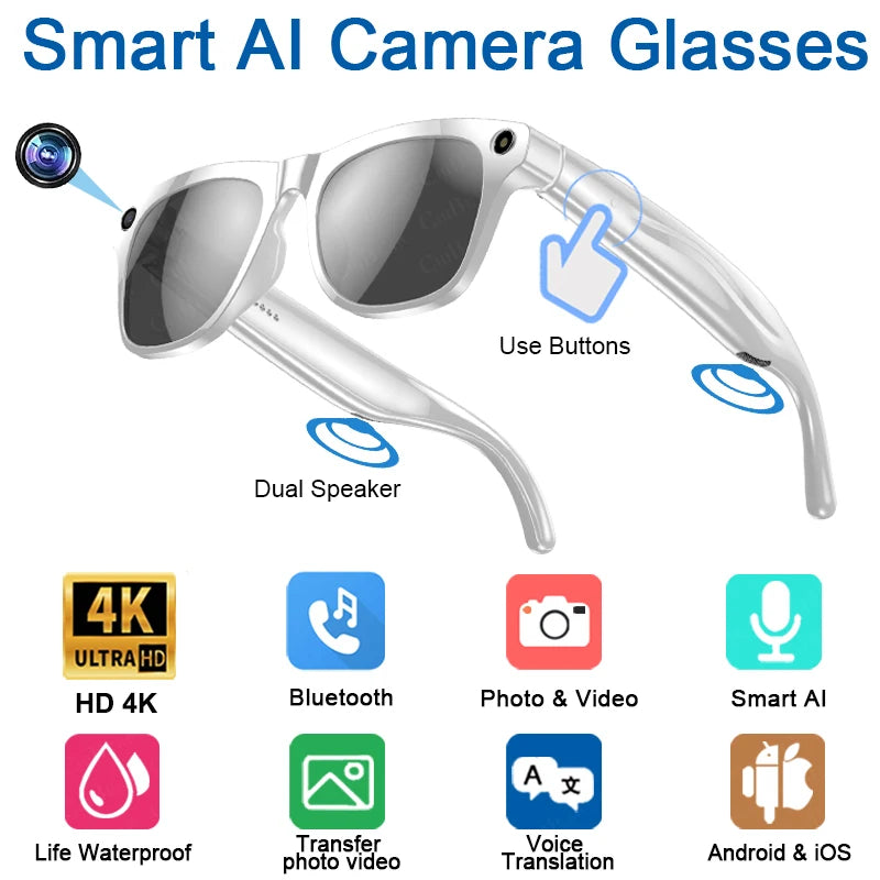 Xiaomi 4k Hd Ai Smart Glasses Camera Wearable Mini Camera