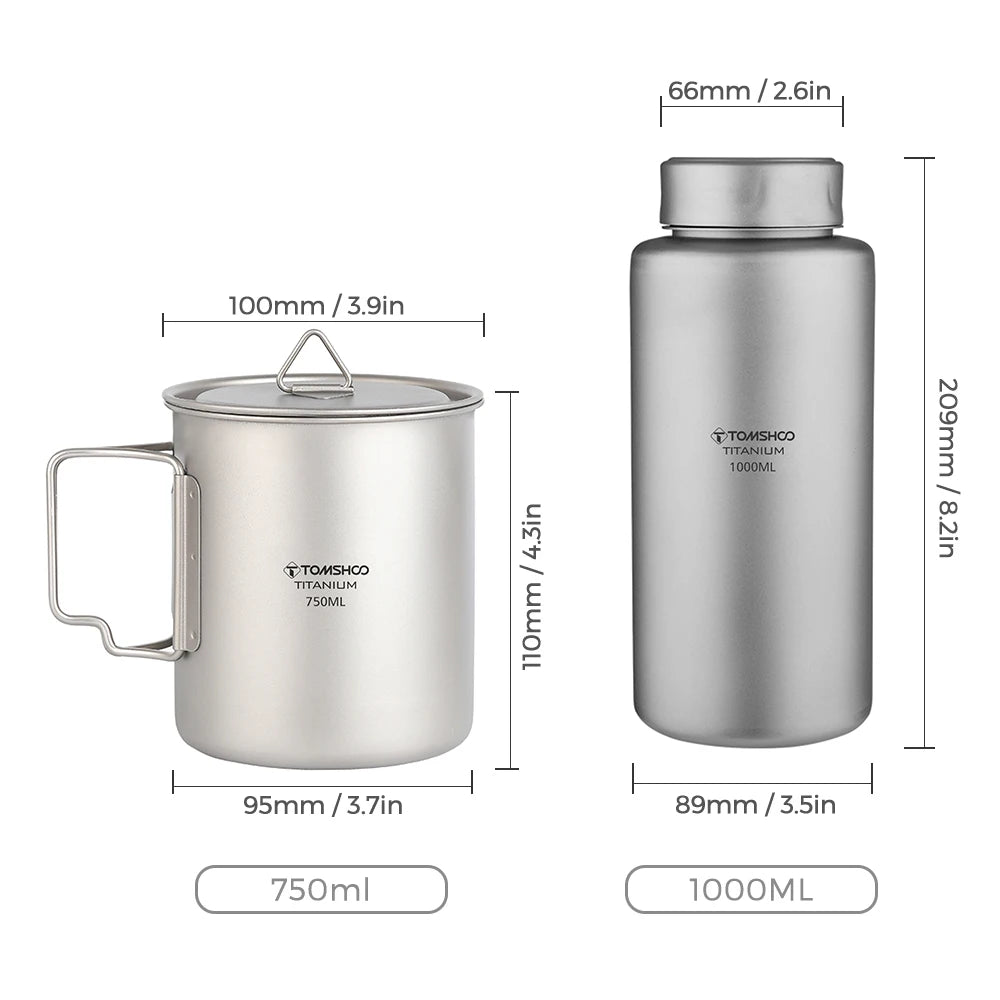 1L Titanium Fles Lekvrij Enkellaags Sport Waterfles 750ml Potbeker