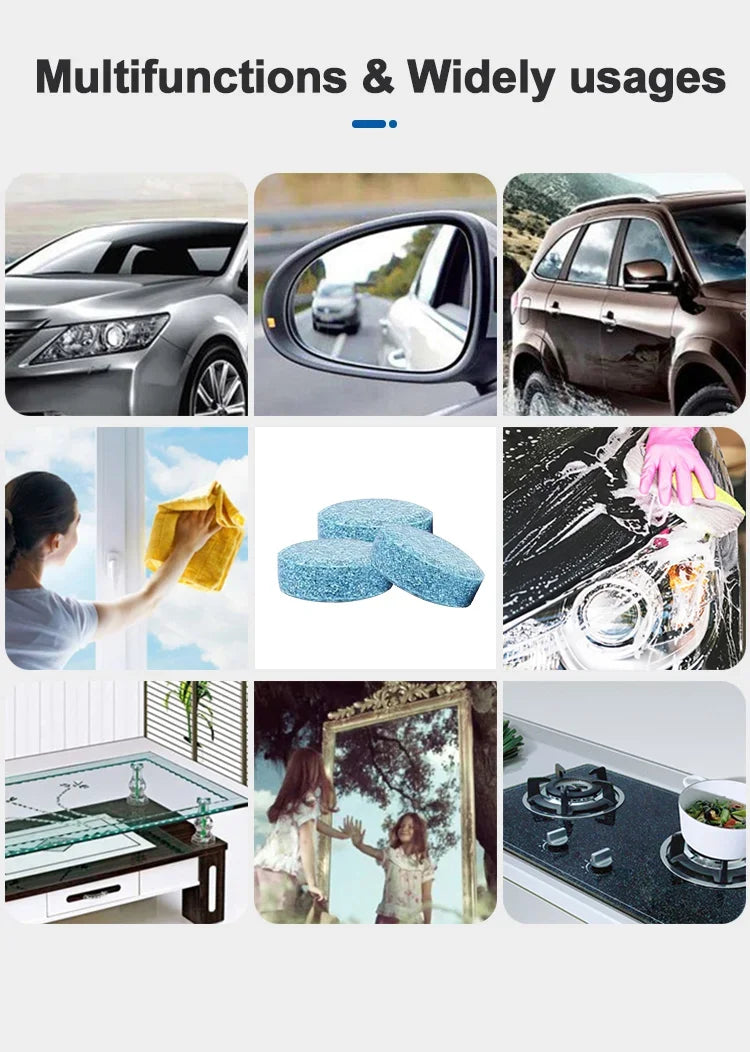 Geconcentreerde tabletten voor ruitenwisservloeistof voor auto's,