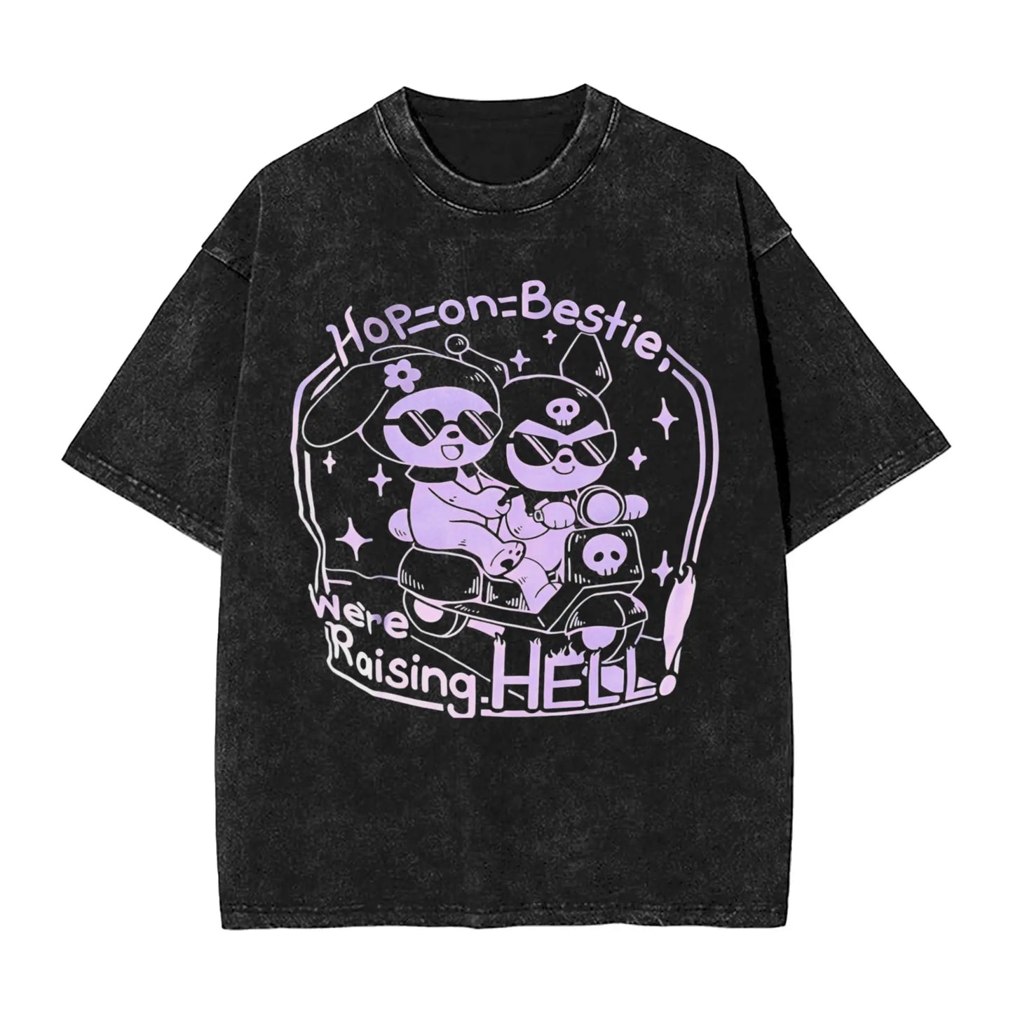 Washed T Shirts KORN KUROMI Y2K MOLOTOV Hip Hop T-Shirt
