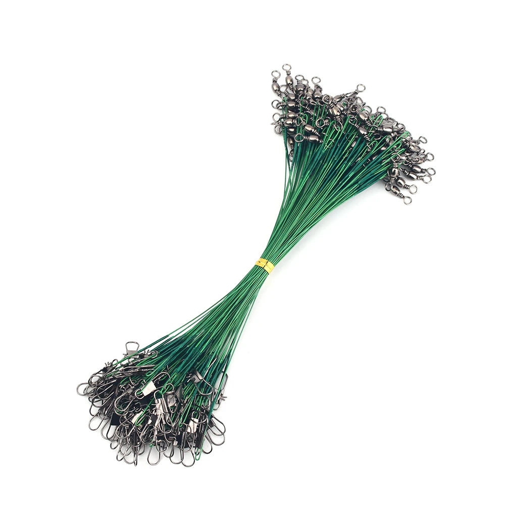 20pcs Steel Wire Leader With Swivel Anti-bite Fishing Line