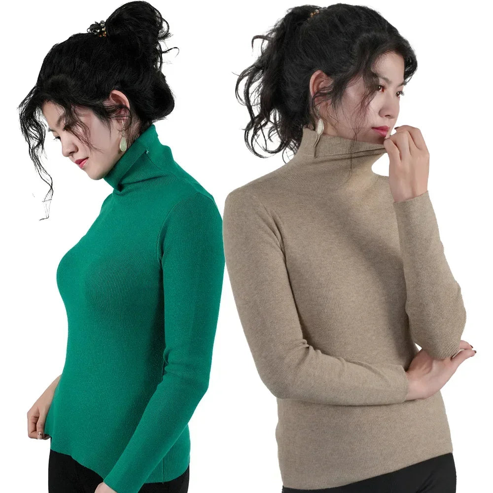 Women Sweater Winter Warm High Collar Knitwear Long Sleeve Slim Jumpers Woman Thermal Tops Clothes Pullover Turtleneck Sweaters
