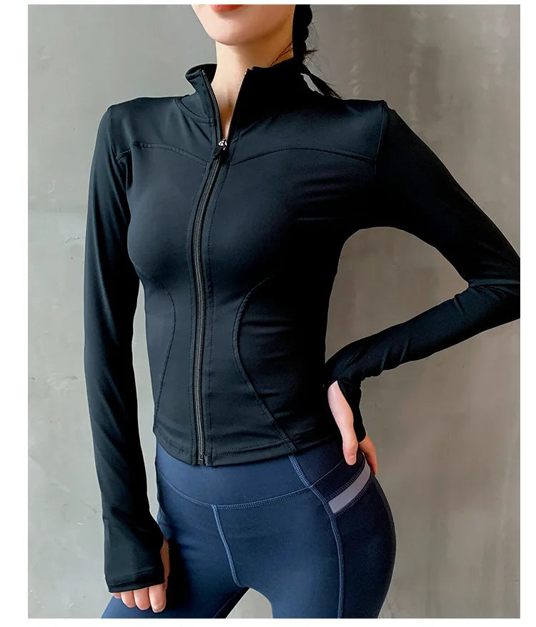 Women Sport Jacket Zipper Yoga Coat Clothes Quick Dry Fitness