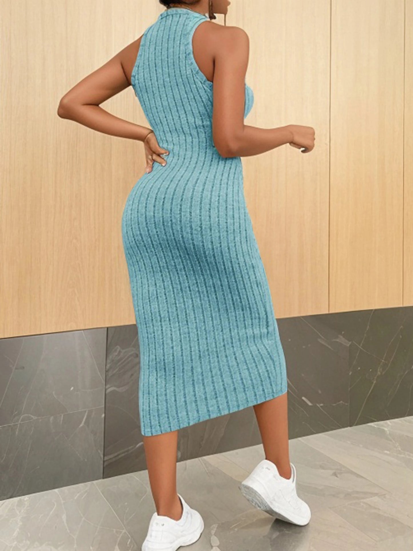 Women's sweater dresses, round neck, solid color, versatile,