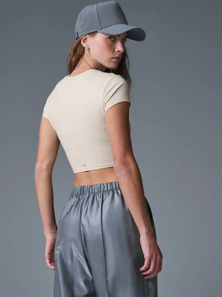 Women T-shirts 2025 Tops Solid Short Sleeve Loose O-neck