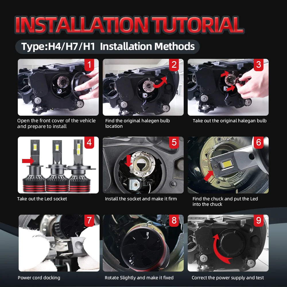 H1 H7 H11 LED Headlight 9005 9006 9007 H13 H4 LED