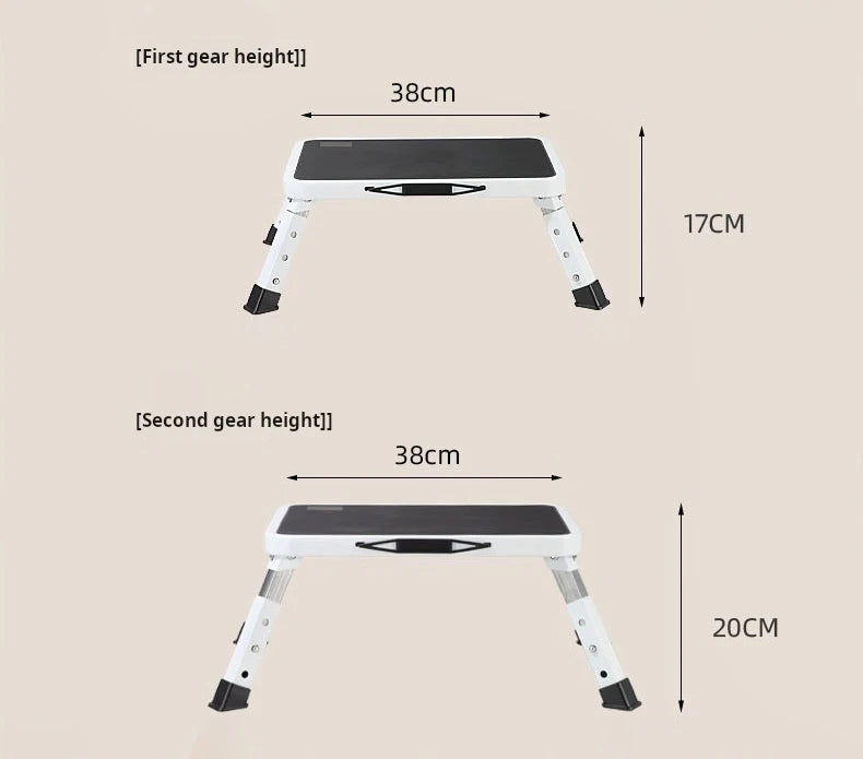3-speed adjustable folding step stool for adults and seniors, safer metal step stool, sturdy and stable step stool