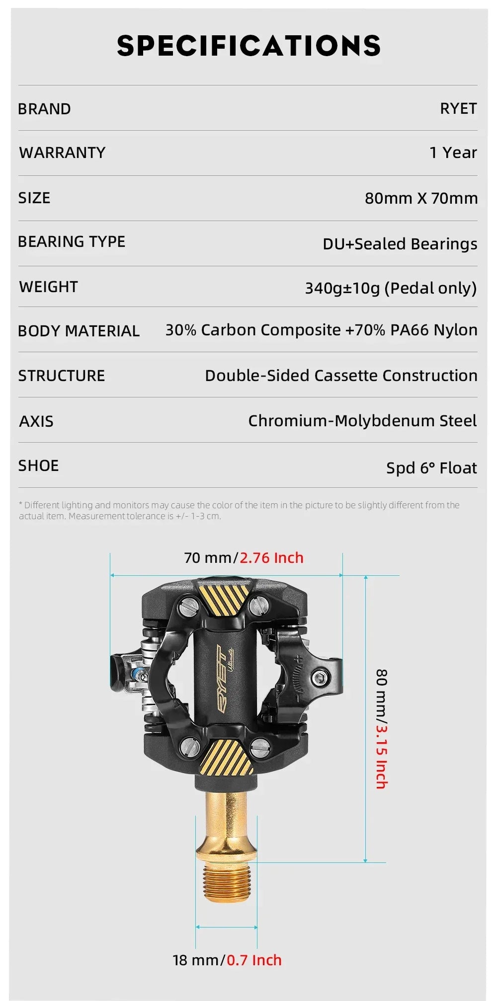 2025 RYET Fietspedaal SPD Clipless Mountainbikepedalen
