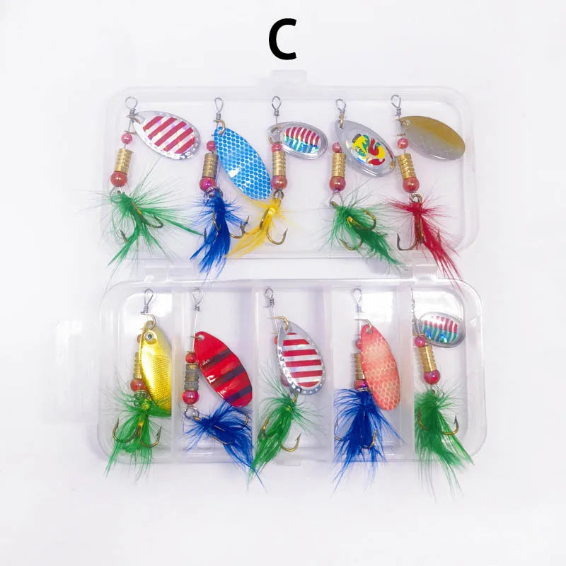 10Pcs/Set Fishing Metal Spoon