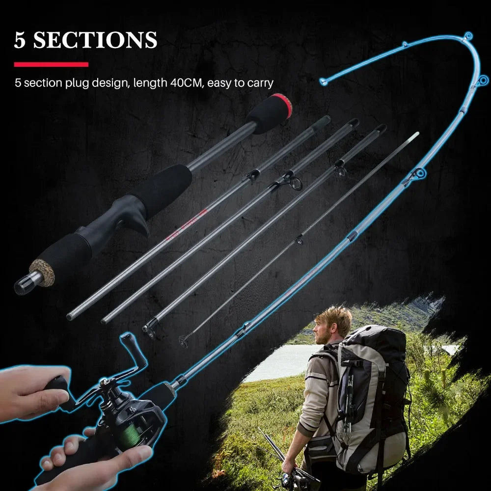 Sougayilang 5 Sections 2.1m Spinning Casting Fishing Rods