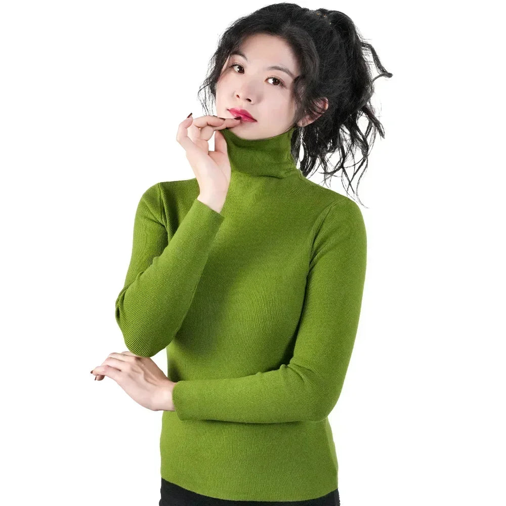 Women Sweater Winter Warm High Collar Knitwear Long Sleeve Slim Jumpers Woman Thermal Tops Clothes Pullover Turtleneck Sweaters