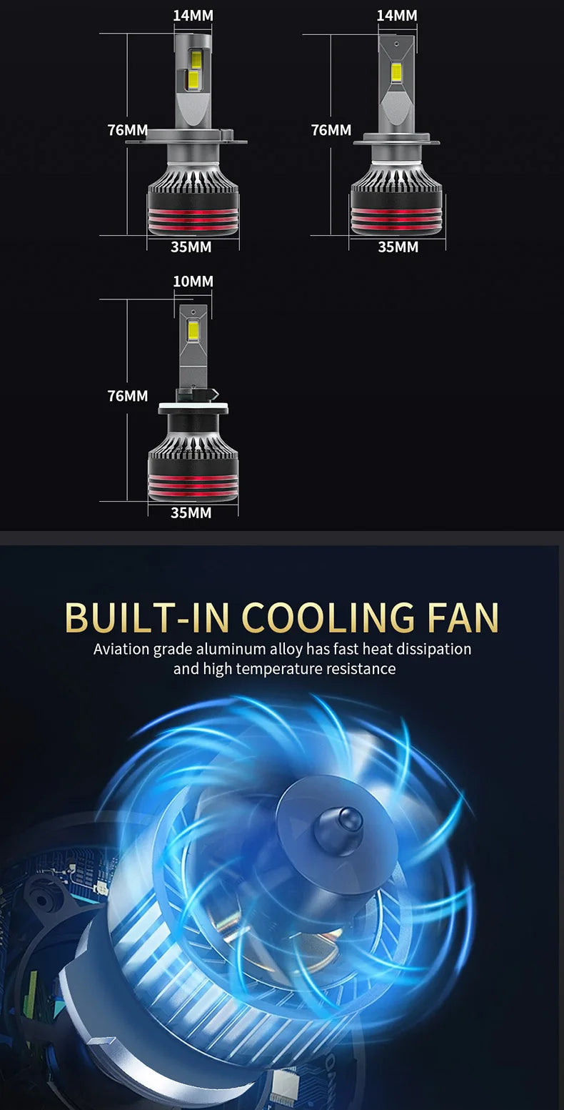 2PCS 9005/HB3 9006/HB4 H7 H11 H4 H1 LED Headlight