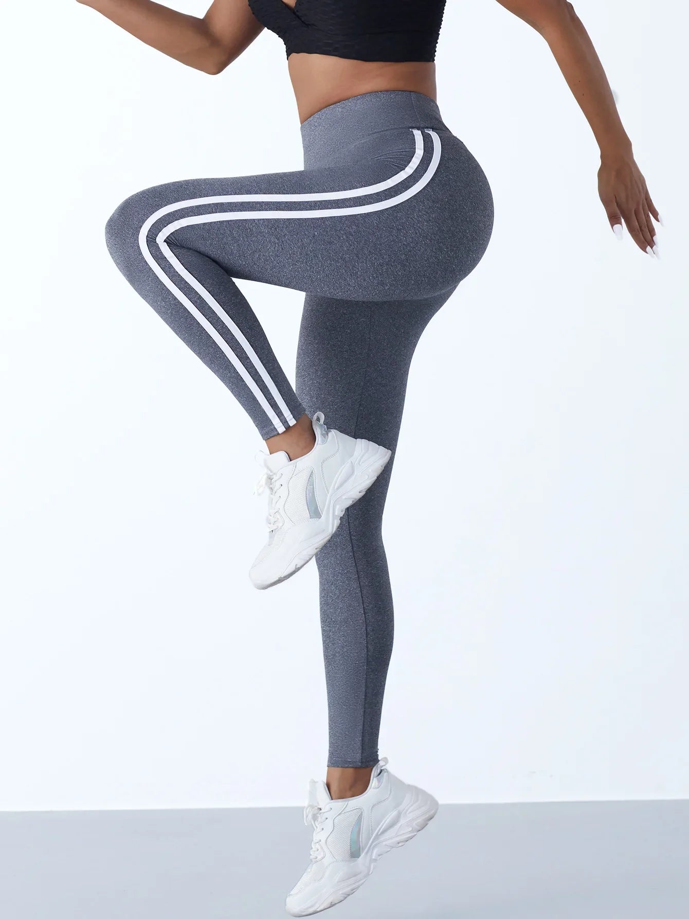 Yogaleggings voor dames, gestreepte, slanke sportbroeken,