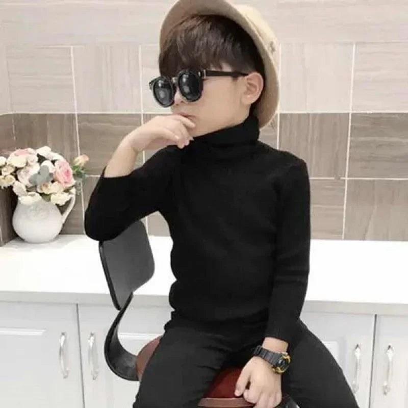 2025 New Sweater Kids Sweaters Autumn Girls Turtleneck Sweaters