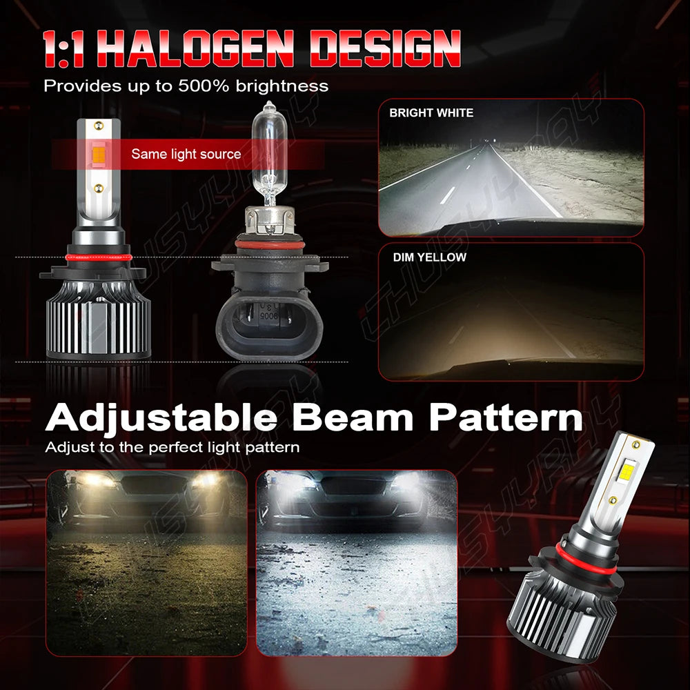 4x Canbus 9005 H11 LED Headlight High Low Beam Bulbs Combo