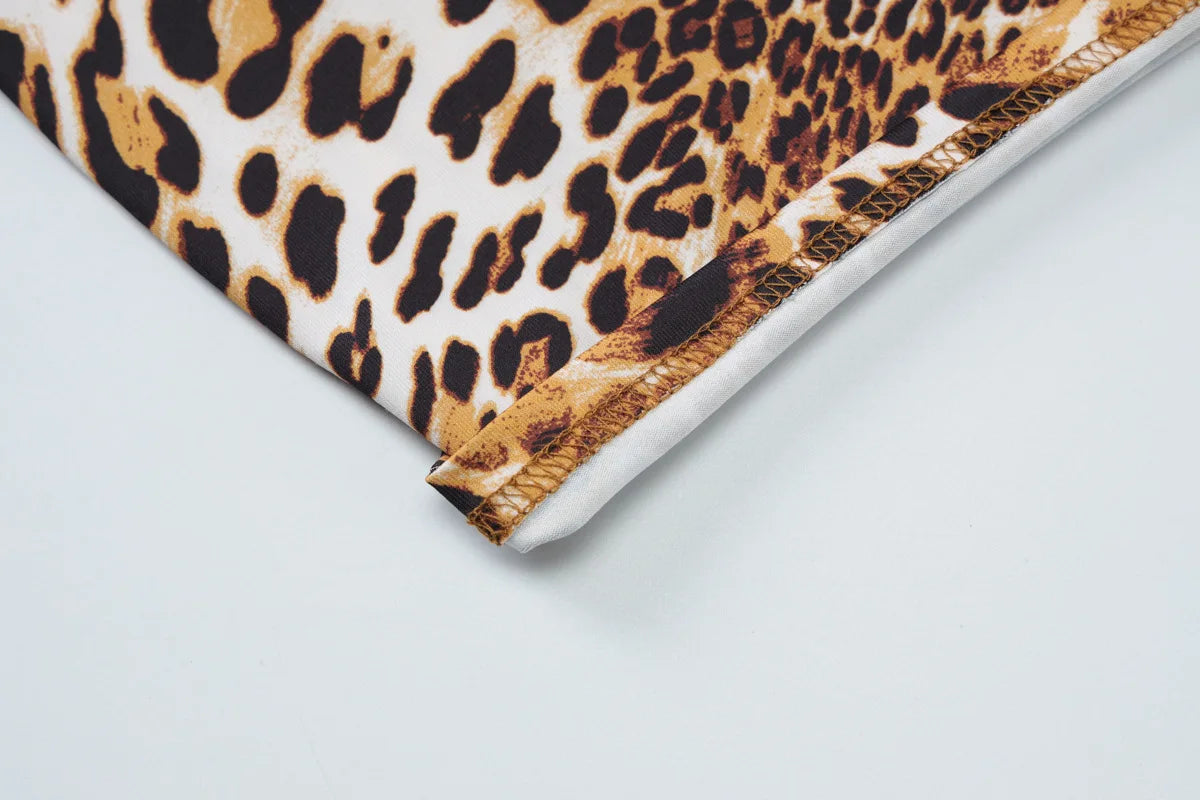 Sexy leopard print knee-length leggings for women