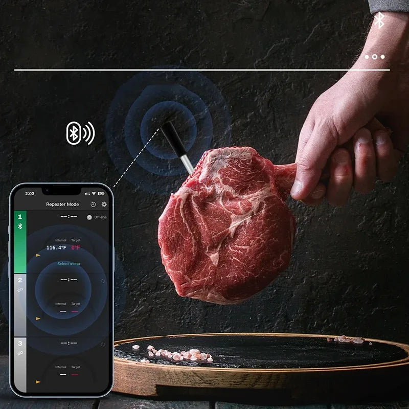 New Wireless Meat Food Thermometer Kitchen Cooking Tool Oven Grill BBQ Steak Bluetooth