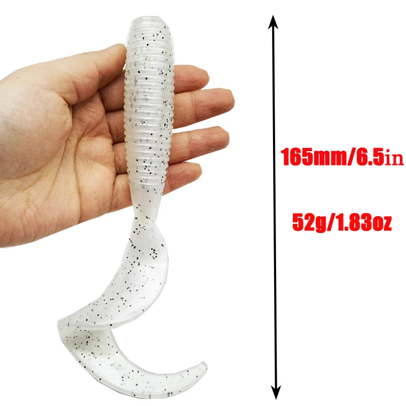 Fishing Lures 165mm/6.5in/52g Soft Artificial Bait Lures Bass Tail Fishing Gear