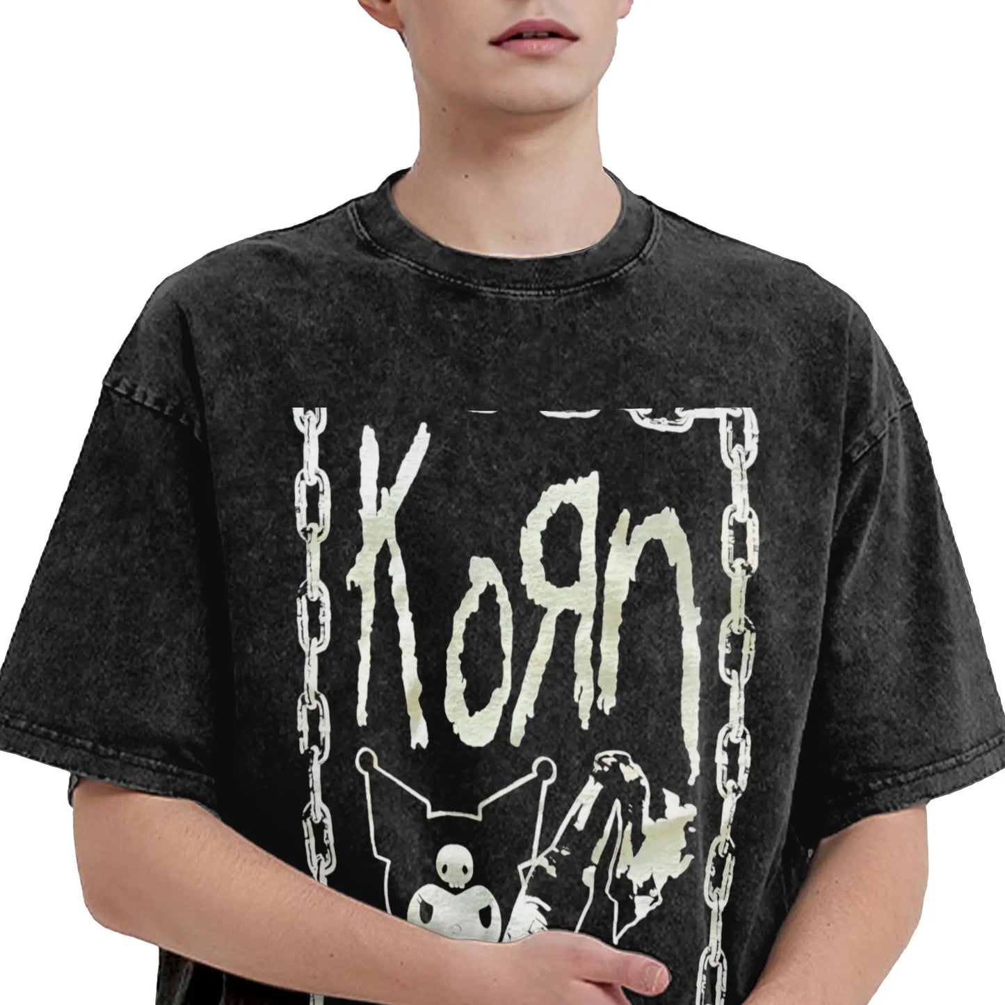 Washed T Shirts KORN KUROMI Y2K MOLOTOV Hip Hop T-Shirt