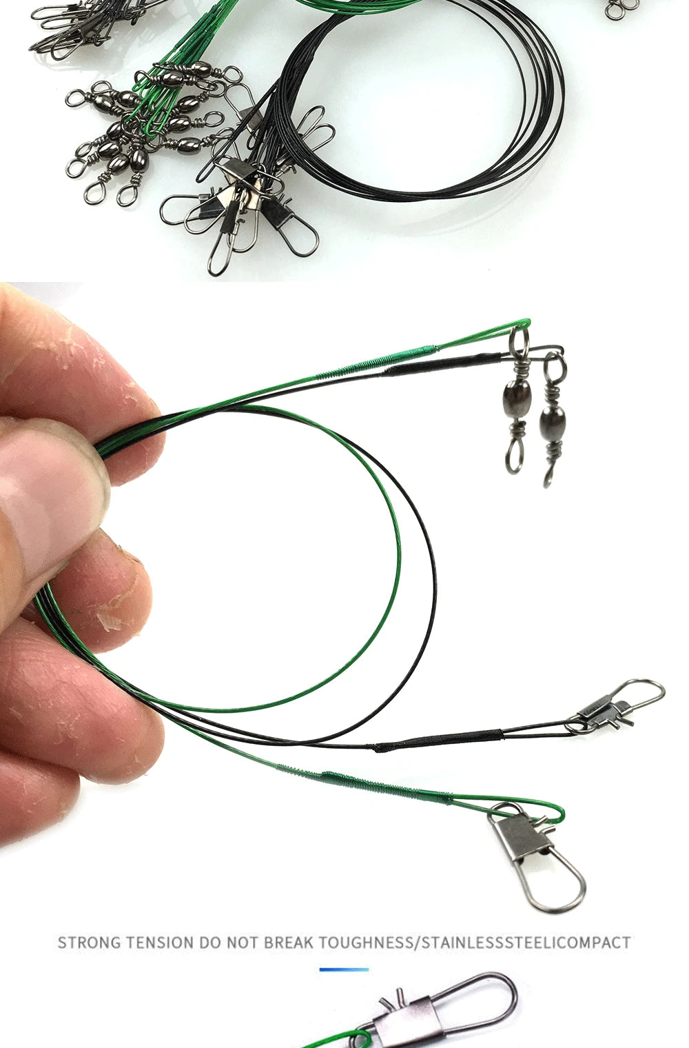 60PCS Steel Wire Leader With Swivel 15/20/25CM