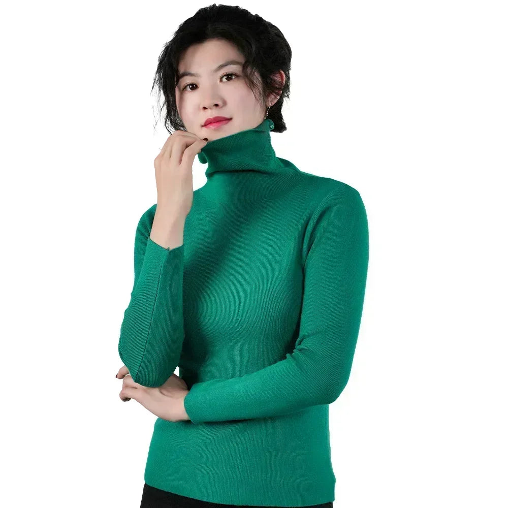Women Sweater Winter Warm High Collar Knitwear Long Sleeve Slim Jumpers Woman Thermal Tops Clothes Pullover Turtleneck Sweaters