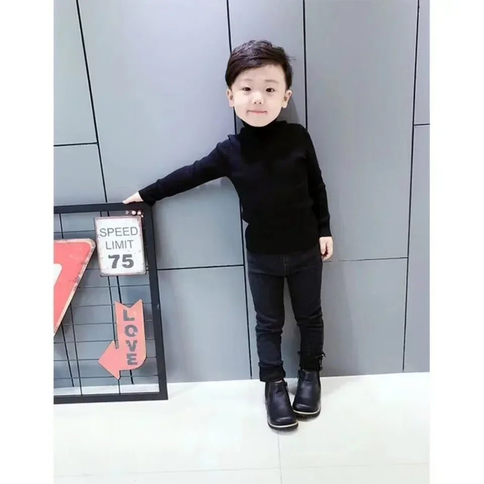 2025 New Sweater Kids Sweaters Autumn Girls Turtleneck Sweaters