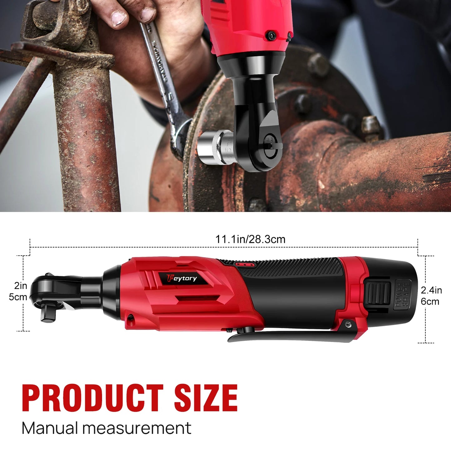 Feytory 200Nm Cordless Ratchet Wrench Set 90°
