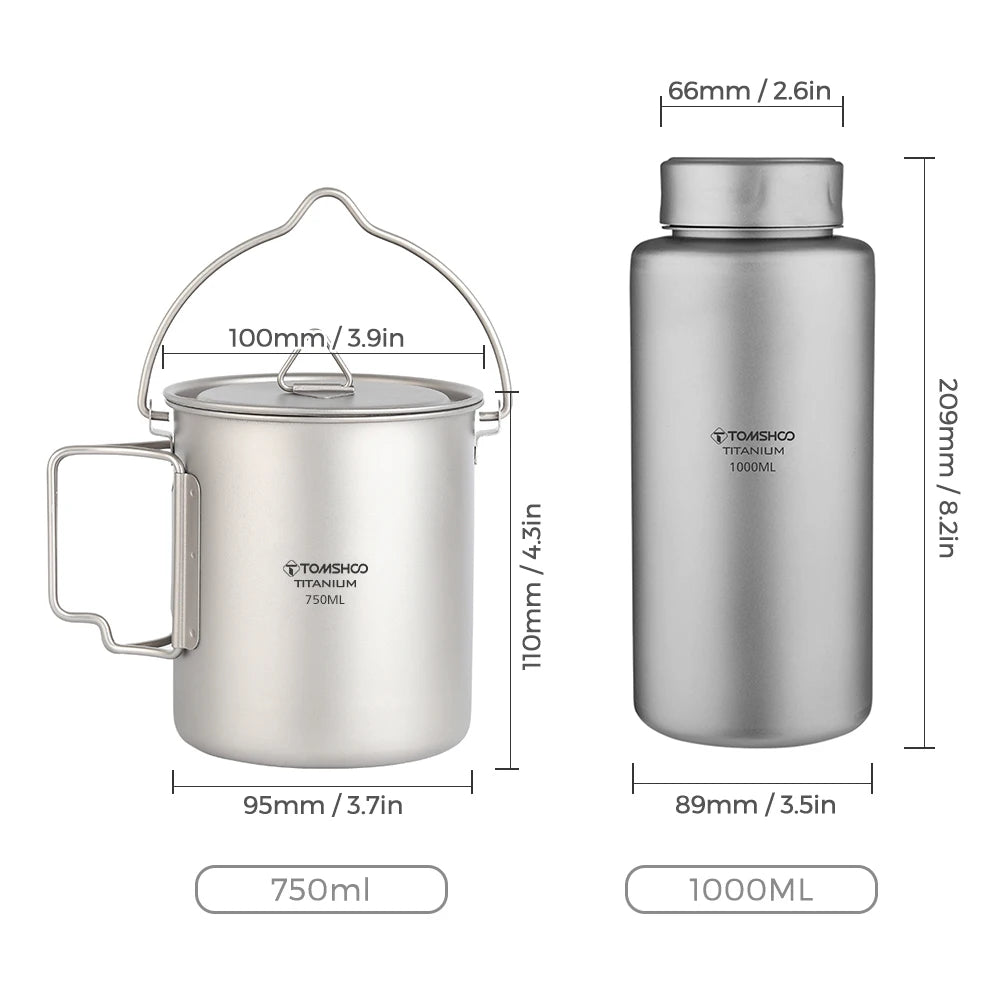 1L Titanium Fles Lekvrij Enkellaags Sport Waterfles 750ml Potbeker