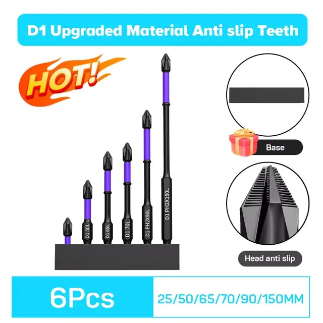 6/12 PCS Magnetic Screwdriver Bits Non-slip Shockproo