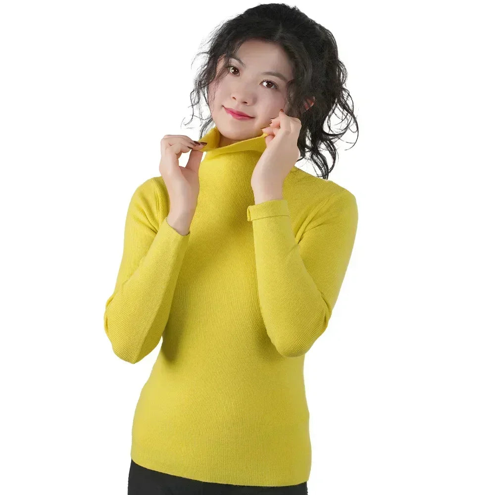 Women Sweater Winter Warm High Collar Knitwear Long Sleeve Slim Jumpers Woman Thermal Tops Clothes Pullover Turtleneck Sweaters