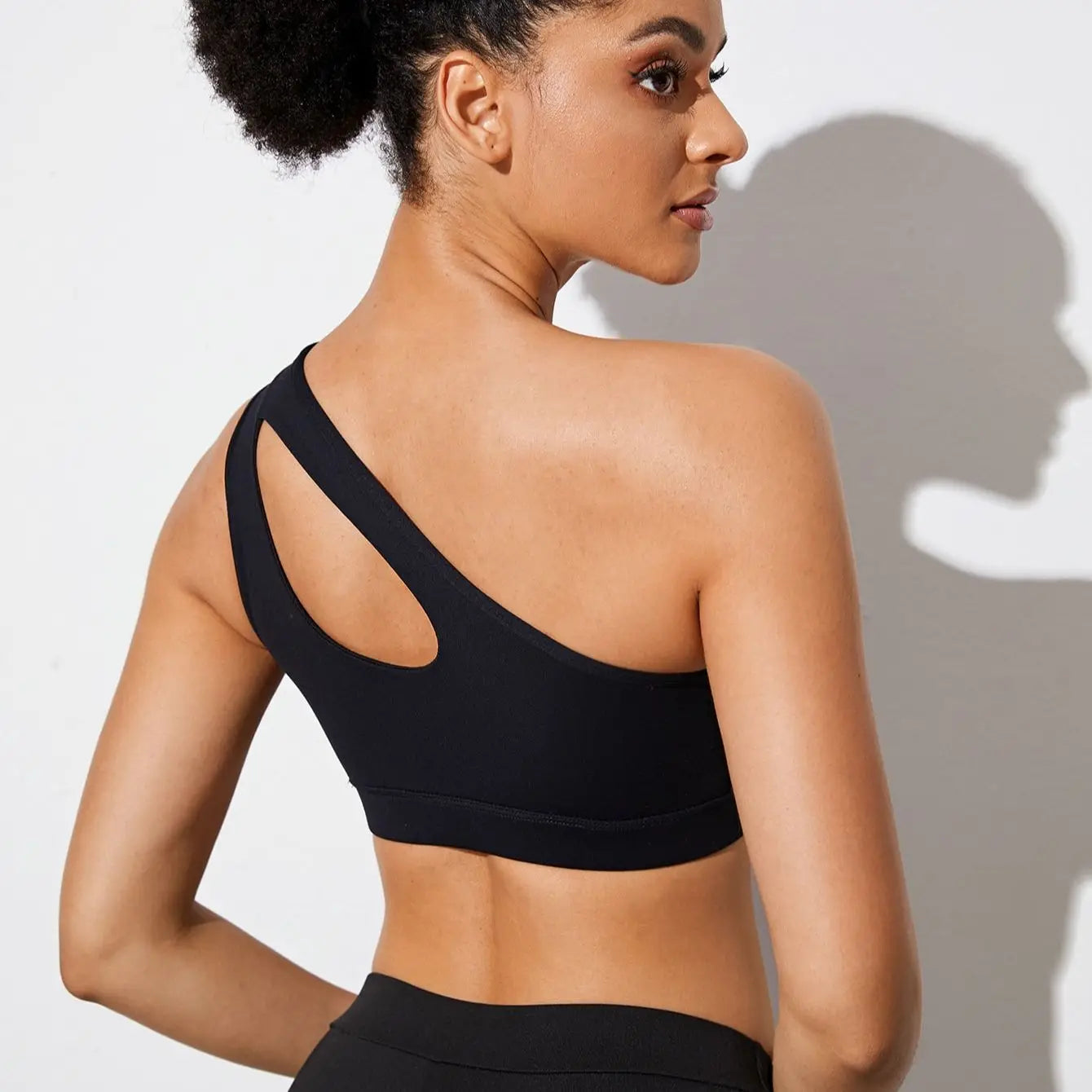 Women Sports Bra Push Up Fitness Bras One Shoulder Shockproof