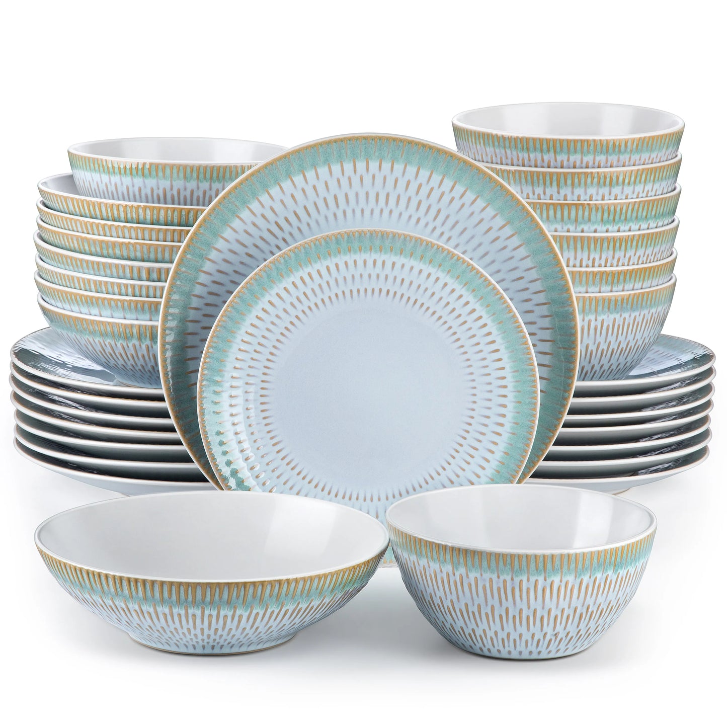 vancasso 16/32 Piece Beige Embossed Stoneware