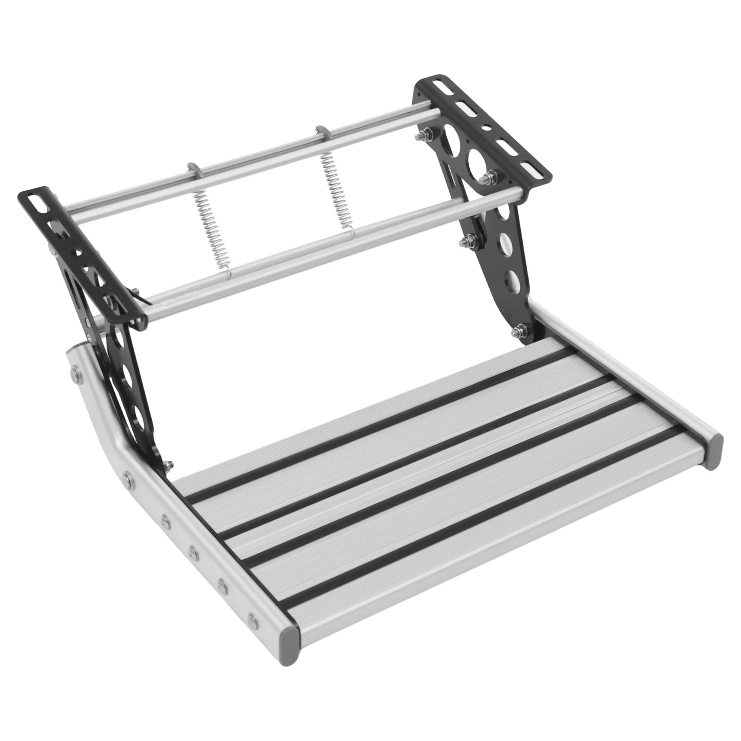 Foldable RV Step Non-slip Manual RV Step with LED Light RV Camper Step Aluminum Alloy Single-Tier Folding Rv Step