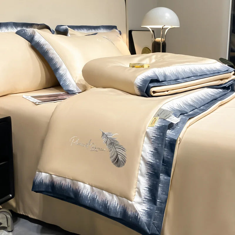 High-end Feather Embroidered Summer Blanket Comfortable
