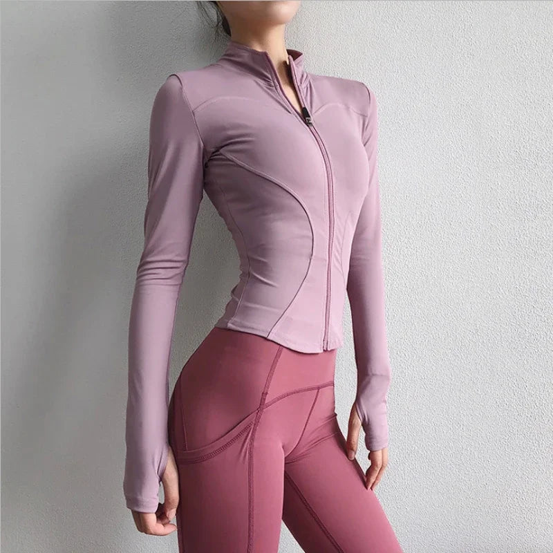 Women Sport Jacket Zipper Yoga Coat Clothes Quick Dry Fitness