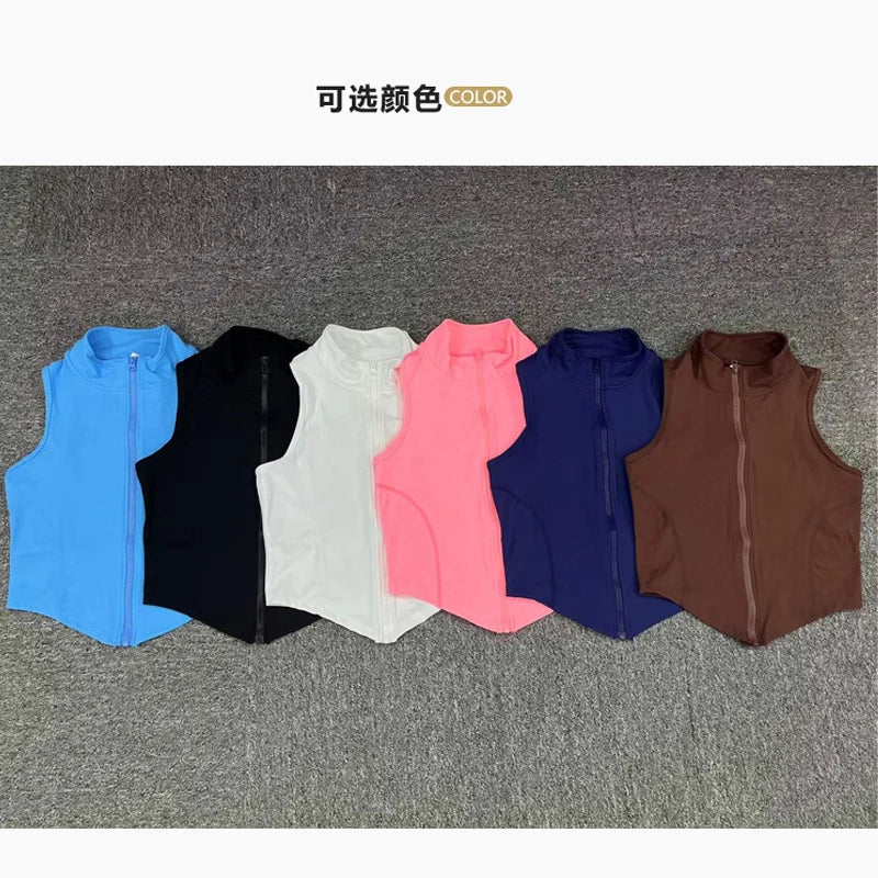sleeveless stand-up collar jacket Women's zipper jacket