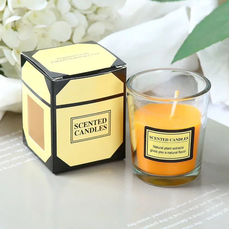 Plant wax scented candle gift box soybean candle glass