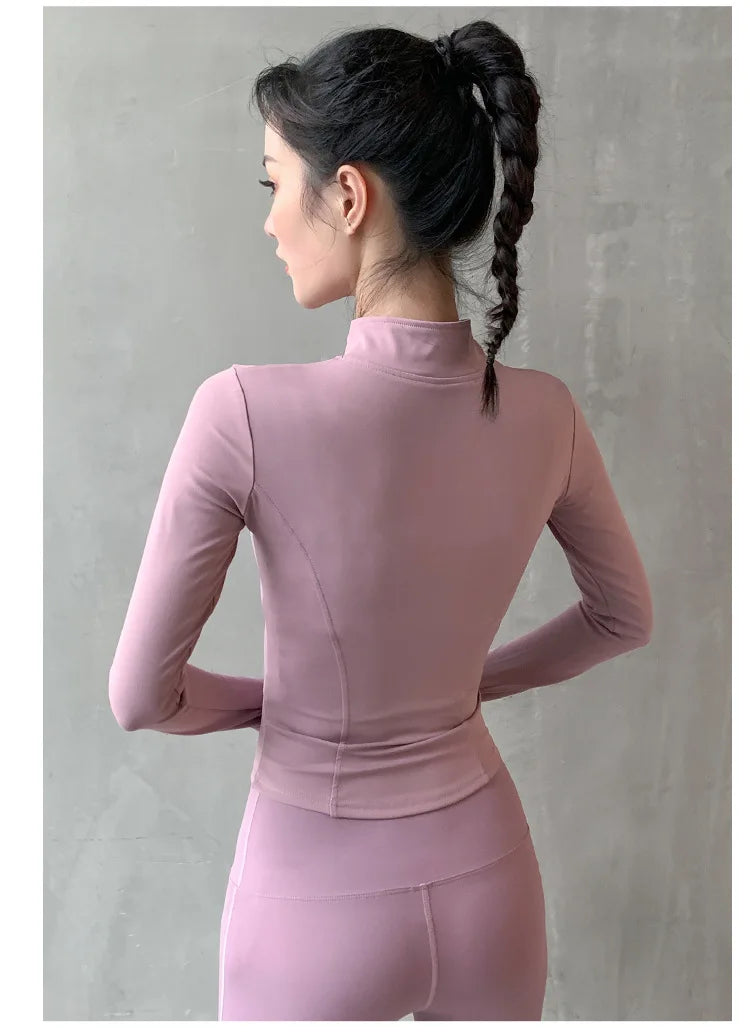 Women Sport Jacket Zipper Yoga Coat Clothes Quick Dry Fitness