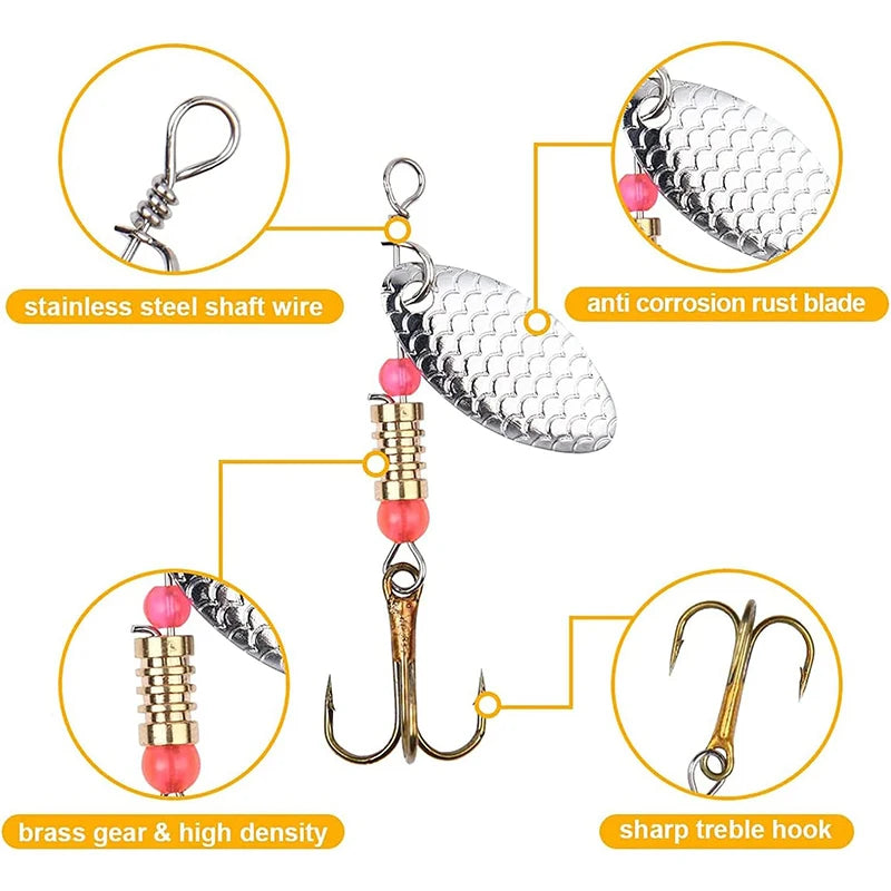 10Pcs/Set Fishing Metal Spoon