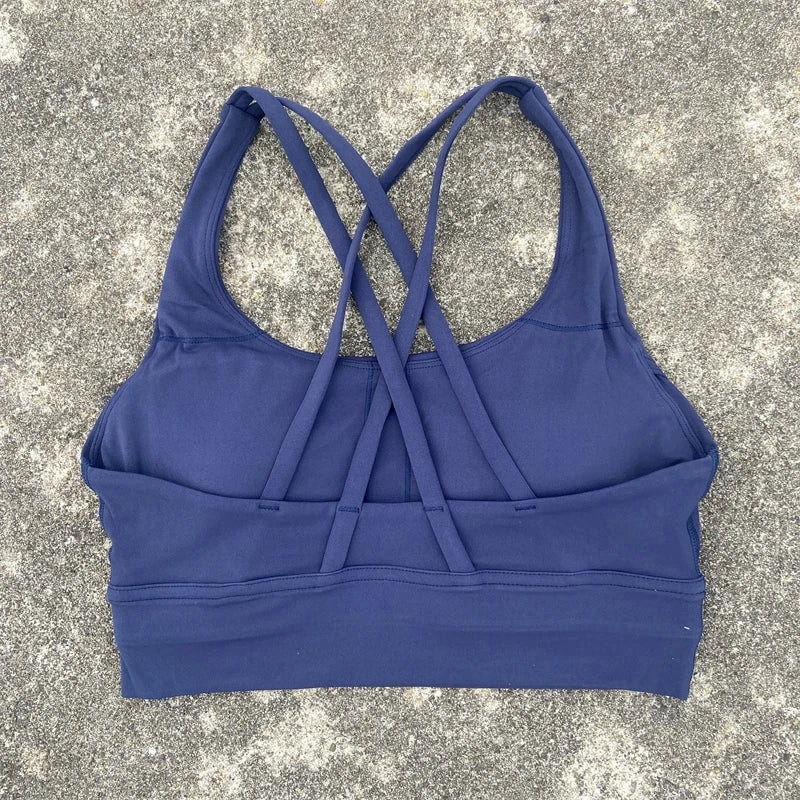 Solid Color Women Cross Back Fitness Underwear Soft Fitness