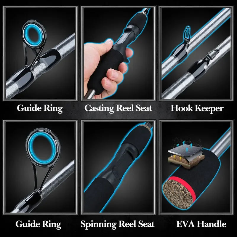 Sougayilang 5 Sections 2.1m Spinning Casting Fishing Rods