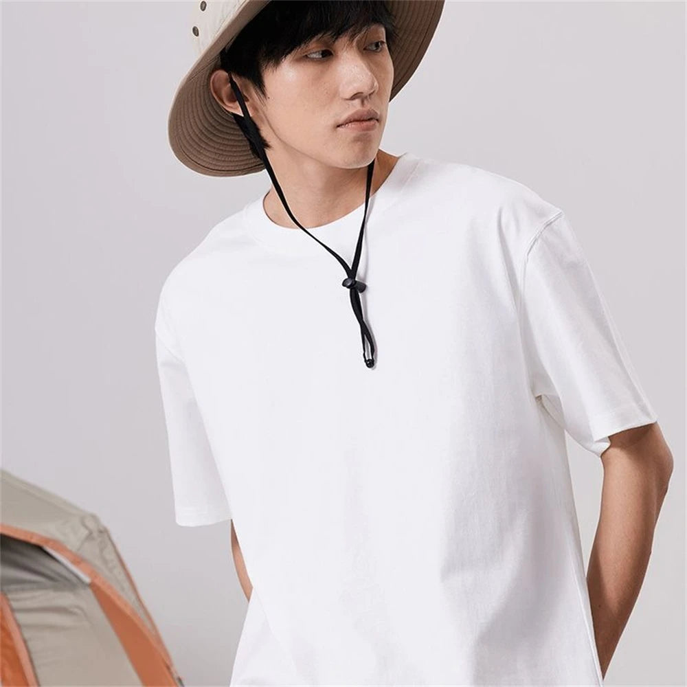 Men T Shirt Summer Cotton Tops Women Solid Color